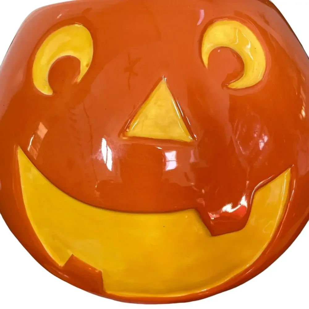 Halloween Jack O Lantern Cookie Jar Ceramic Orange Pumpkin Boston Warehouse